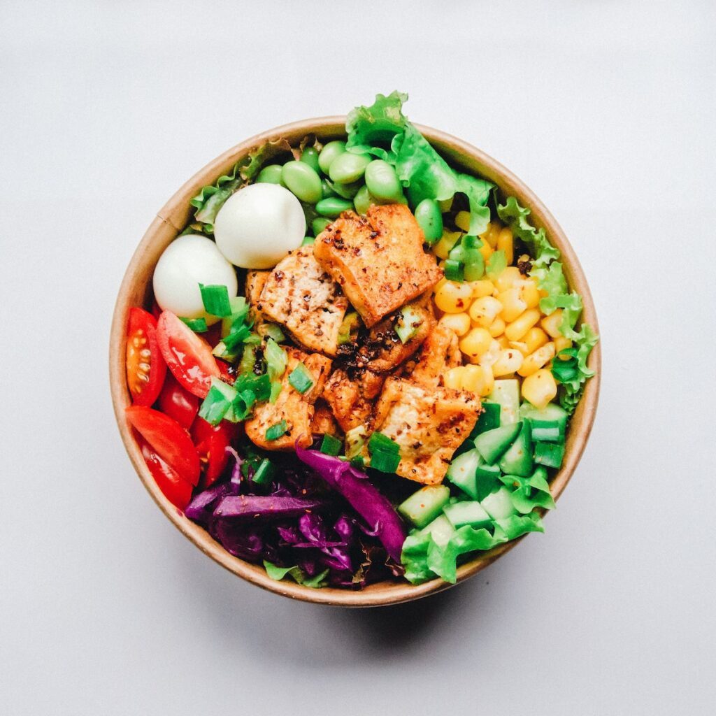 vegetable and meat on bowl using pure essential oils